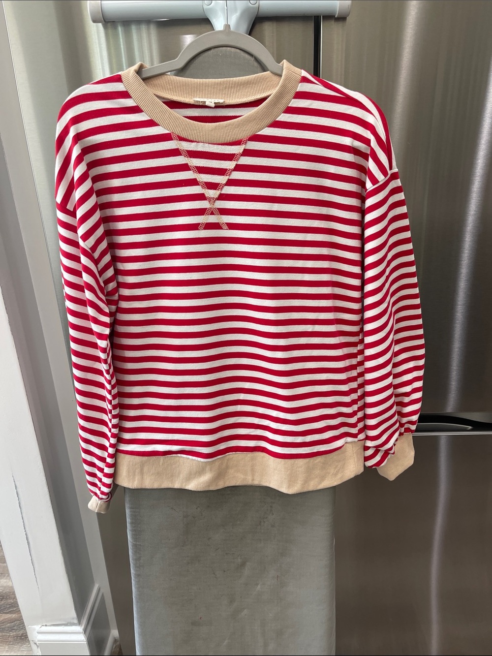JODIFL Red and Cream Striped Long-Sleeve Top